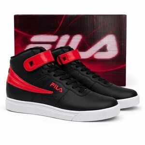 Fila Vulc 13 Patent Flag High Top Sneakers Black Red Kids 4.5 Retro bred style